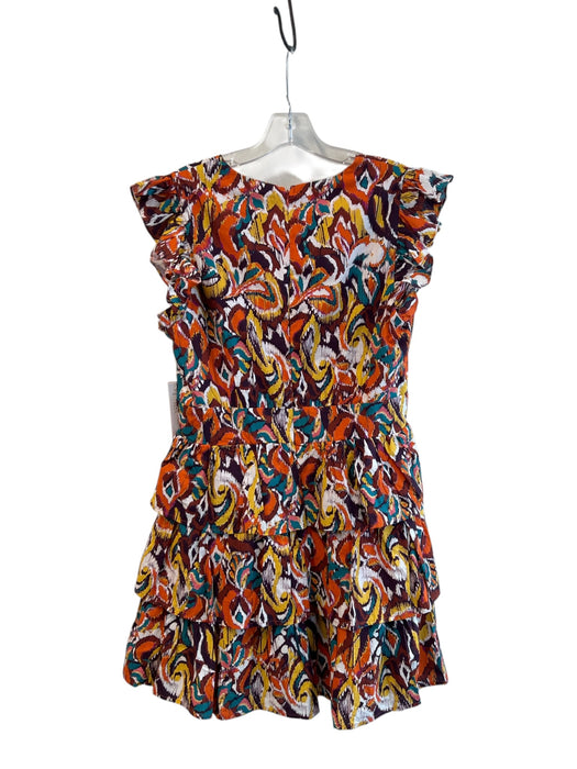 Aqua Size Large Rust & mutli No Fabric Tag All Over Print Back Zip V Neck Dress Rust & mutli / Large