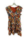 Aqua Size Large Rust & mutli No Fabric Tag All Over Print Back Zip V Neck Dress Rust & mutli / Large