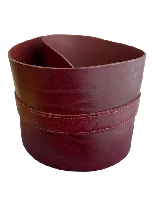 Zara Maroon Leather Wide Gold Hardware Waist Belt Belts Maroon / 34