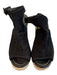 Prada Shoe Size 41 Black Suede Peep Toe Ankle Buckle Wedge High Shoes Black / 41