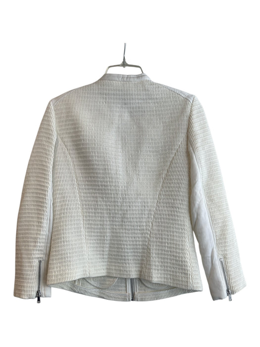 Joie Size M Cream Cotton Blend Smocked Collarless Zip Pockets Full Zip Jacket Cream / M