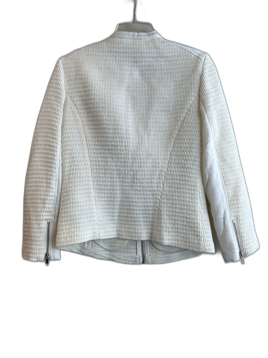 Joie Size M Cream Cotton Blend Smocked Collarless Zip Pockets Full Zip Jacket Cream / M