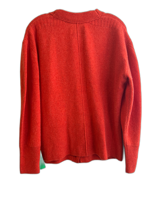 Brochu Walker Size M Orange Wool Blend Ribbed Trim V Neck Button Down Cardigan Orange / M