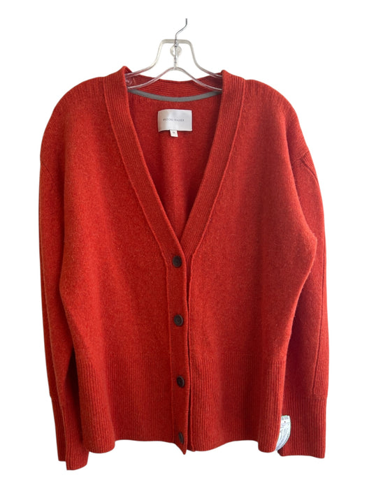 Brochu Walker Size M Orange Wool Blend Ribbed Trim V Neck Button Down Cardigan Orange / M