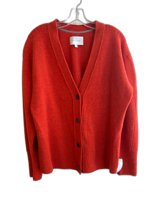 Brochu Walker Size M Orange Wool Blend Ribbed Trim V Neck Button Down Cardigan Orange / M