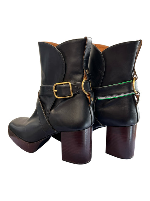 Chloe Shoe Size 40 Black & Brown Leather Gold Tone Hardware Wrap Buckle Boots Black & Brown / 40