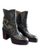 Chloe Shoe Size 40 Black & Brown Leather Gold Tone Hardware Wrap Buckle Boots Black & Brown / 40