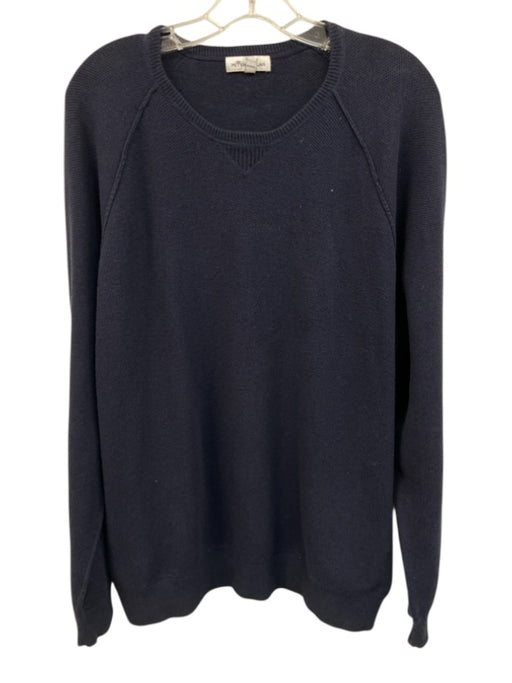 Peter Millar Size XL Navy Blue Cotton Solid Crewneck Men's Sweater Navy Blue / XL