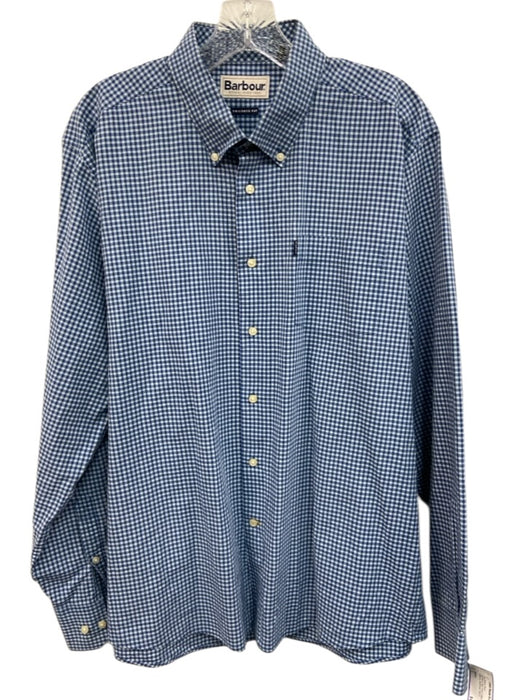 Barbour Size L Light Blue & Blue Print Cotton Plaid Button up Long Sleeve Shirt Light Blue & Blue Print / L