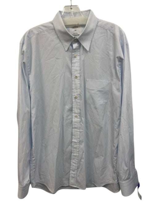 Billy Reid Size 16.5 White & Blue Cotton Striped Button Down Long Sleeve Shirt White & Blue / 16.5