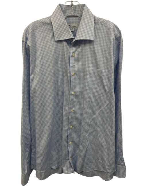 Peter Millar Size L White & Multi Cotton Plaid Button up Men's Long Sleeve Shirt White & Multi / L