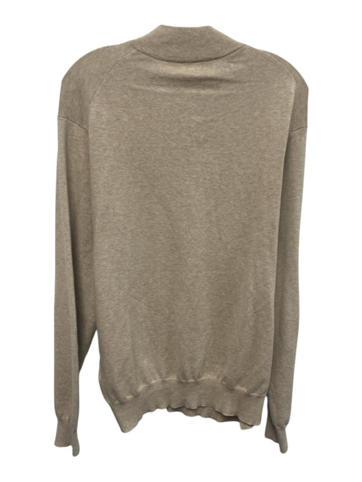 Peter Millar Size L Beige Cotton Solid Quarter Zip Men's Long Sleeve Shirt Beige / L