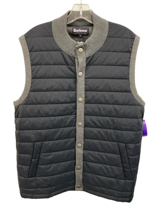 Barbour Size L Navy Blue & Gray Cotton Men's Vest Navy Blue & Gray / L