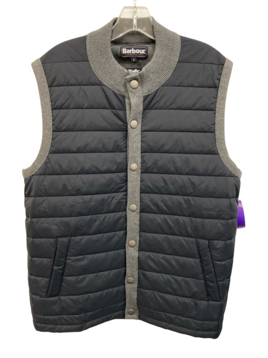 Barbour Size L Navy Blue & Gray Cotton Men's Vest Navy Blue & Gray / L