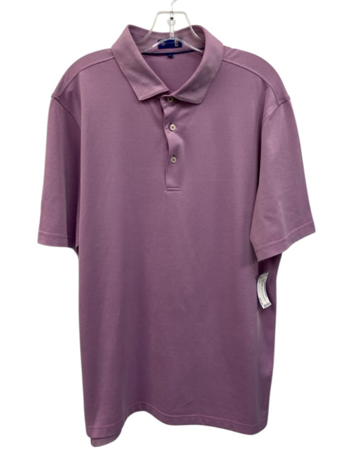Stitch Size L Pink Polyester Solid Polo Men's Short Sleeve Pink / L