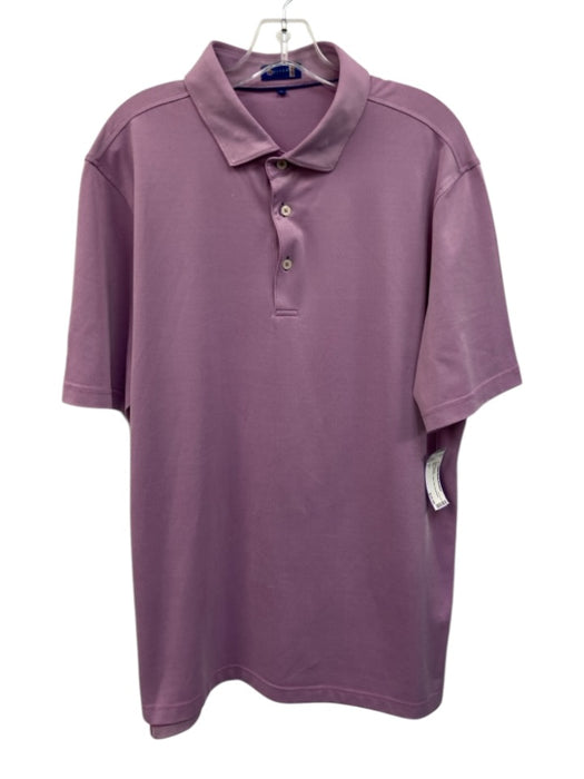Stitch Size L Pink Polyester Solid Polo Men's Short Sleeve Pink / L
