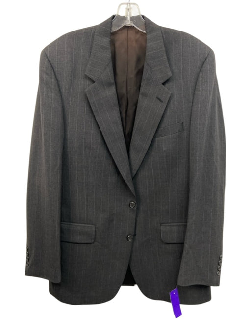 Burberrys Dark Gray & White Wool Striped 2 Button Men's Blazer Dark Gray & White / Est L