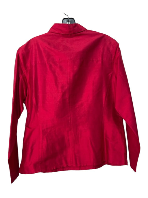 Emanuel Emanuel Ungaro Size 6/40 Red Silk Button Down Long Sleeve Collar Top Red / 6/40