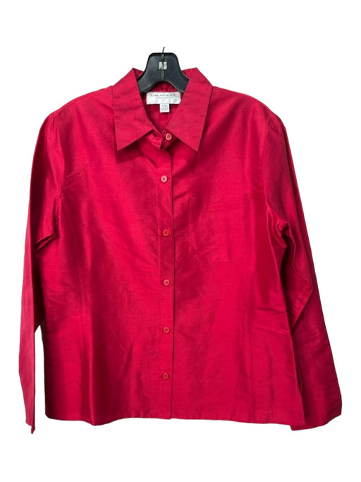 Emanuel Emanuel Ungaro Size 6/40 Red Silk Button Down Long Sleeve Collar Top Red / 6/40