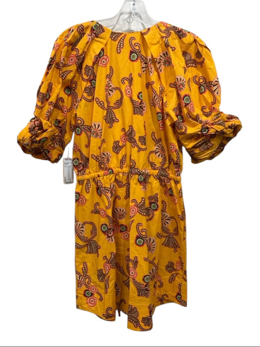 A.L.C. Size 4 Yellow, Pink, Multi Cotton Short Puff Sleeve Floral Paisley Dress Yellow, Pink, Multi / 4