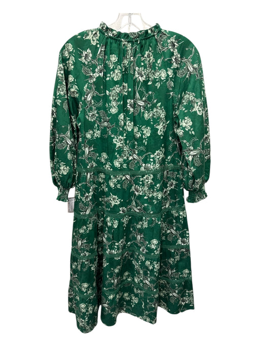 Alice + Olivia Size XS Green & White Cotton & Elastane Puff 1/2 Sleeve Dress Green & White / XS