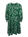 Alice + Olivia Size XS Green & White Cotton & Elastane Puff 1/2 Sleeve Dress Green & White / XS