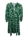 Alice + Olivia Size XS Green & White Cotton & Elastane Puff 1/2 Sleeve Dress Green & White / XS