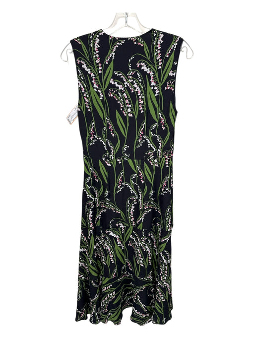 Altuzarra Size 36 Black, Green, Pink Silk Sleeveless Floral Print V Neck Dress Black, Green, Pink / 36