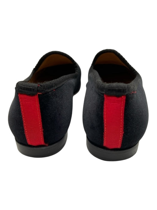 Del Loro Shoe Size 7 Black, Blue, Multi Velvet Embroidered Almond Toe Loafers Black, Blue, Multi / 7