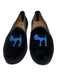 Del Loro Shoe Size 7 Black, Blue, Multi Velvet Embroidered Almond Toe Loafers Black, Blue, Multi / 7