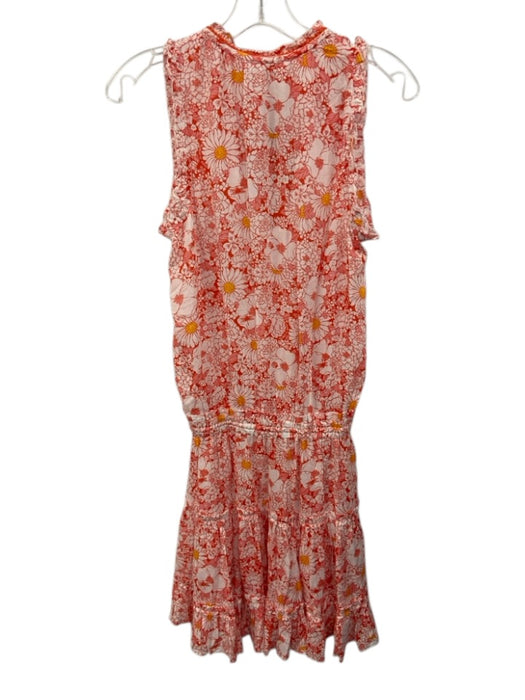 Poupette St. Barth Size XS Red, Yellow & White Cotton Short Ruffle Sleeve Dress Red, Yellow & White / XS