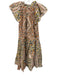 Anna Cate Size XS Peach, Green & Multi Cotton Ruffle Cap Sleeve V Neck Dress Peach, Green & Multi / XS