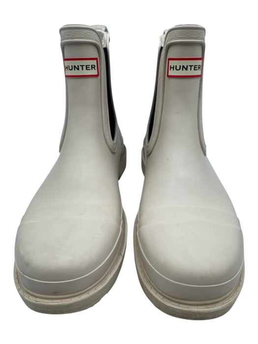Hunter Shoe Size 7 Cream & Black Rubber Elastic Side Ankle Rainboot Booties Cream & Black / 7