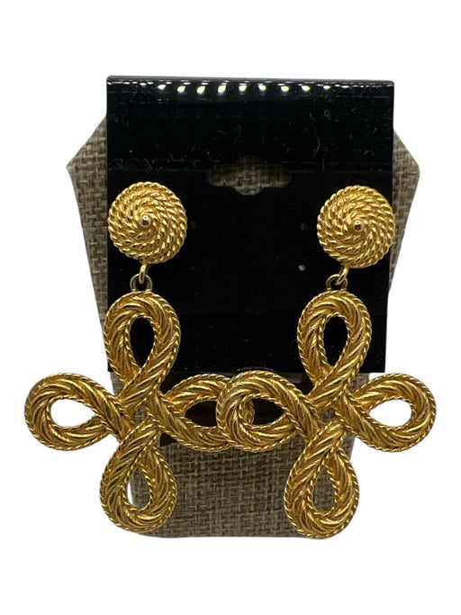 JJ 1988 Gold Metal dangle Post Back Textured Earrings Gold