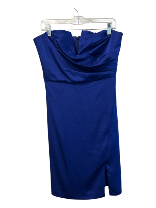 Aidan Mattox Size 12 Royal Blue Polyester Back Zip Strapless V Neck Dress Royal Blue / 12