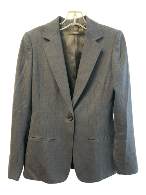 Elie Tahari Size 8 Charcoal Wool & Polyester Shoulder Pads Long Sleeve Jacket Charcoal / 8