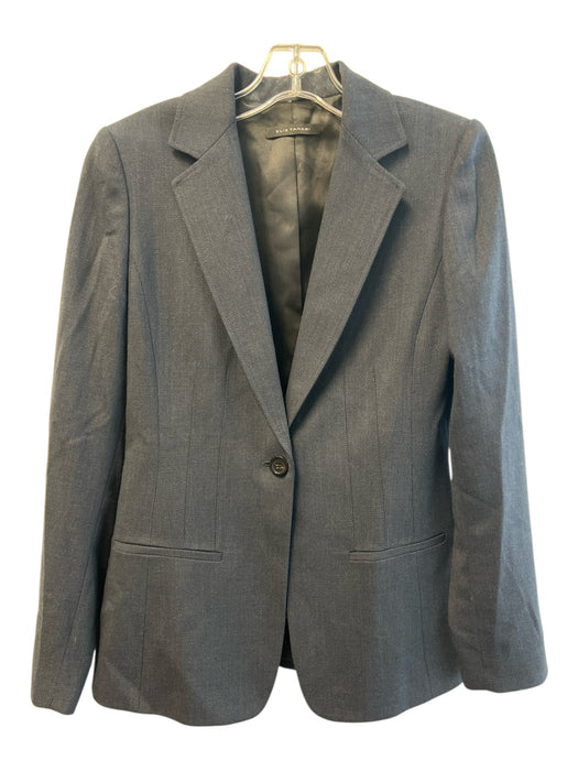Elie Tahari Size 8 Charcoal Wool & Polyester Shoulder Pads Long Sleeve Jacket Charcoal / 8