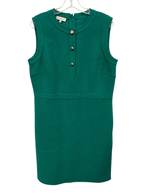 Lafayette 148 Size 10 Kelly Green Wool Sleeveless Gold Button Detail Shift Dress Kelly Green / 10