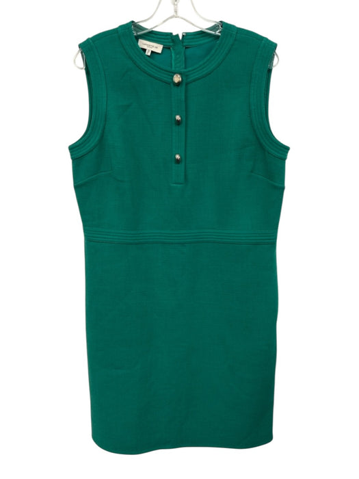 Lafayette 148 Size 10 Kelly Green Wool Sleeveless Gold Button Detail Shift Dress Kelly Green / 10