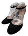 Chloe Shoe Size 38 Black Suede Round Toe Scallop Detail Block Heel Pumps Black / 38