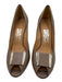 Salvatore Ferragamo Shoe Size 8 Taupe Leather Peep Toe Buckle Stiletto Pumps Taupe / 8