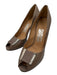 Salvatore Ferragamo Shoe Size 8 Taupe Leather Peep Toe Buckle Stiletto Pumps Taupe / 8