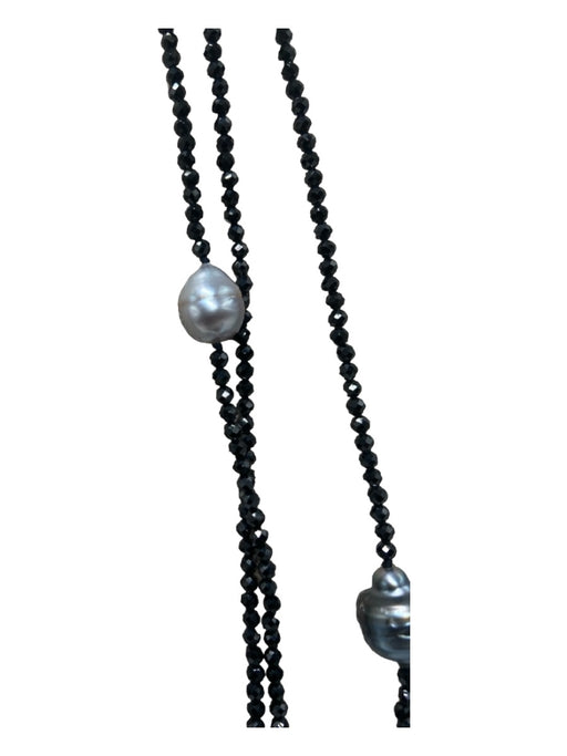 S. Carter Designs Black & Gray Pearls Spinel beads Texture Block Necklace Black & Gray