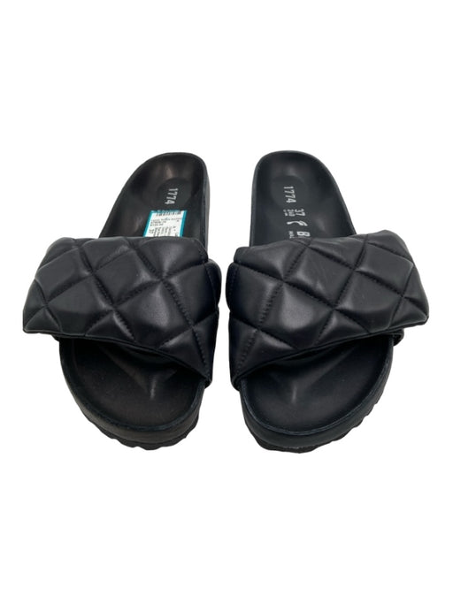 Birkenstock Shoe Size 37 Black Leather Quilted Open Toe & Heel Velcro Sandals Black / 37