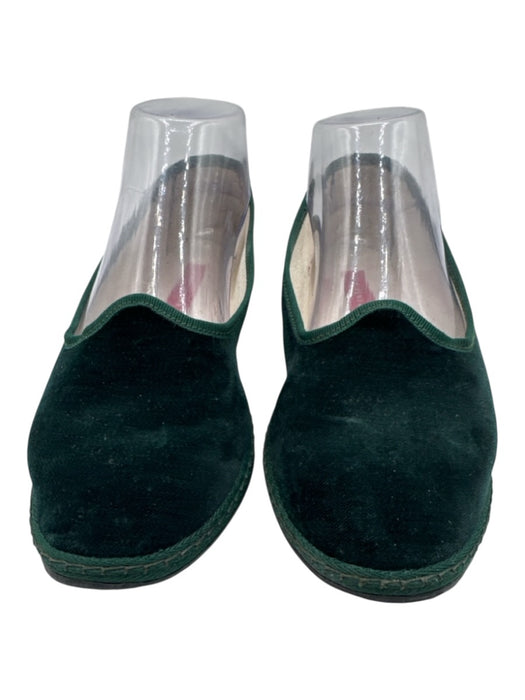 Vibi Venezia Shoe Size 37 Emerald Green Velvet Round Toe Slip On Flat Loafers Emerald Green / 37