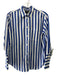 J Crew Size 0 Blue & White Organic Cotton Long Sleeve Stripe Blouse Top Blue & White / 0