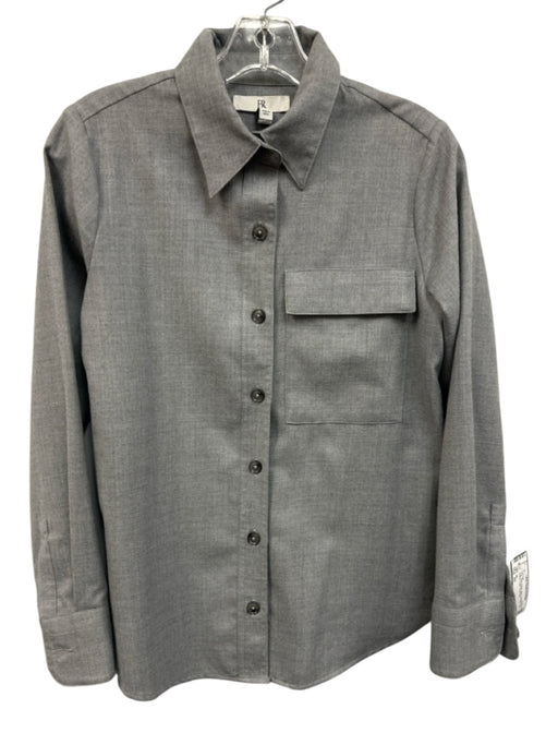 BR Size XS Gray Wool Elastic Waist Straight Leg Buttons Collar Pant Set Gray / XS