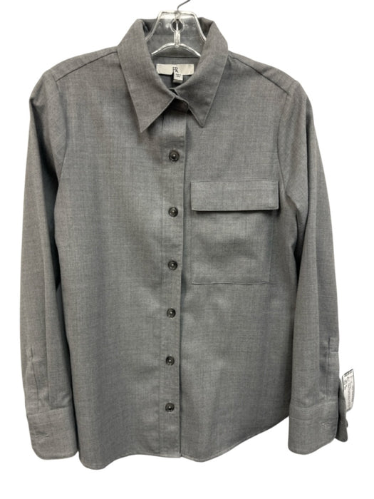 BR Size XS Gray Wool Elastic Waist Straight Leg Buttons Collar Pant Set Gray / XS