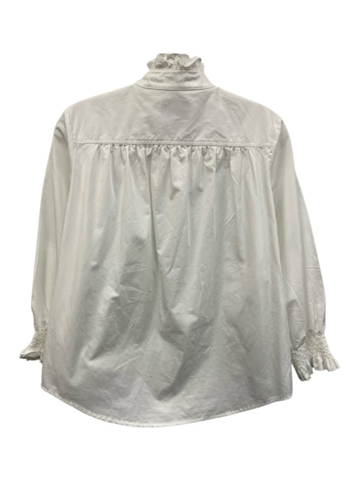 Tuckernuck Size XS White Cotton Ruffle Mock Collar Buttons Top White / XS