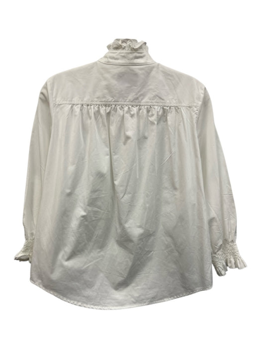 Tuckernuck Size XS White Cotton Ruffle Mock Collar Buttons Top White / XS